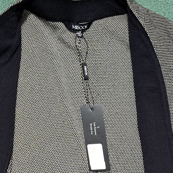 Misook Women's Open Knit Cardigan Duster Elbow Sleeves Black Gray Size 2X - Picture 8 of 11